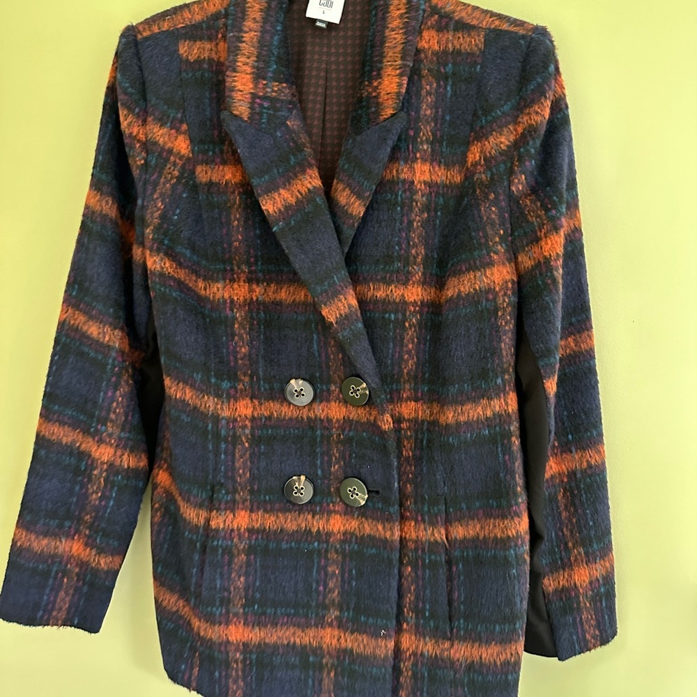 Cabi Checkmate Jacket Plaid Double Breasted Blazer Size L - Picture 4 of 14
